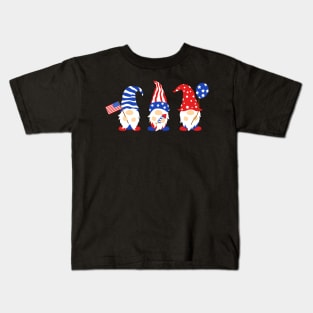 Patriotic Gnomies USA Flag 4Th Of July Independence Day Kids T-Shirt